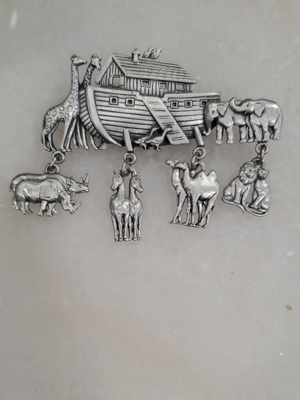 J. Jill Silver-Tone Noah's Ark Animal Charm Brooch